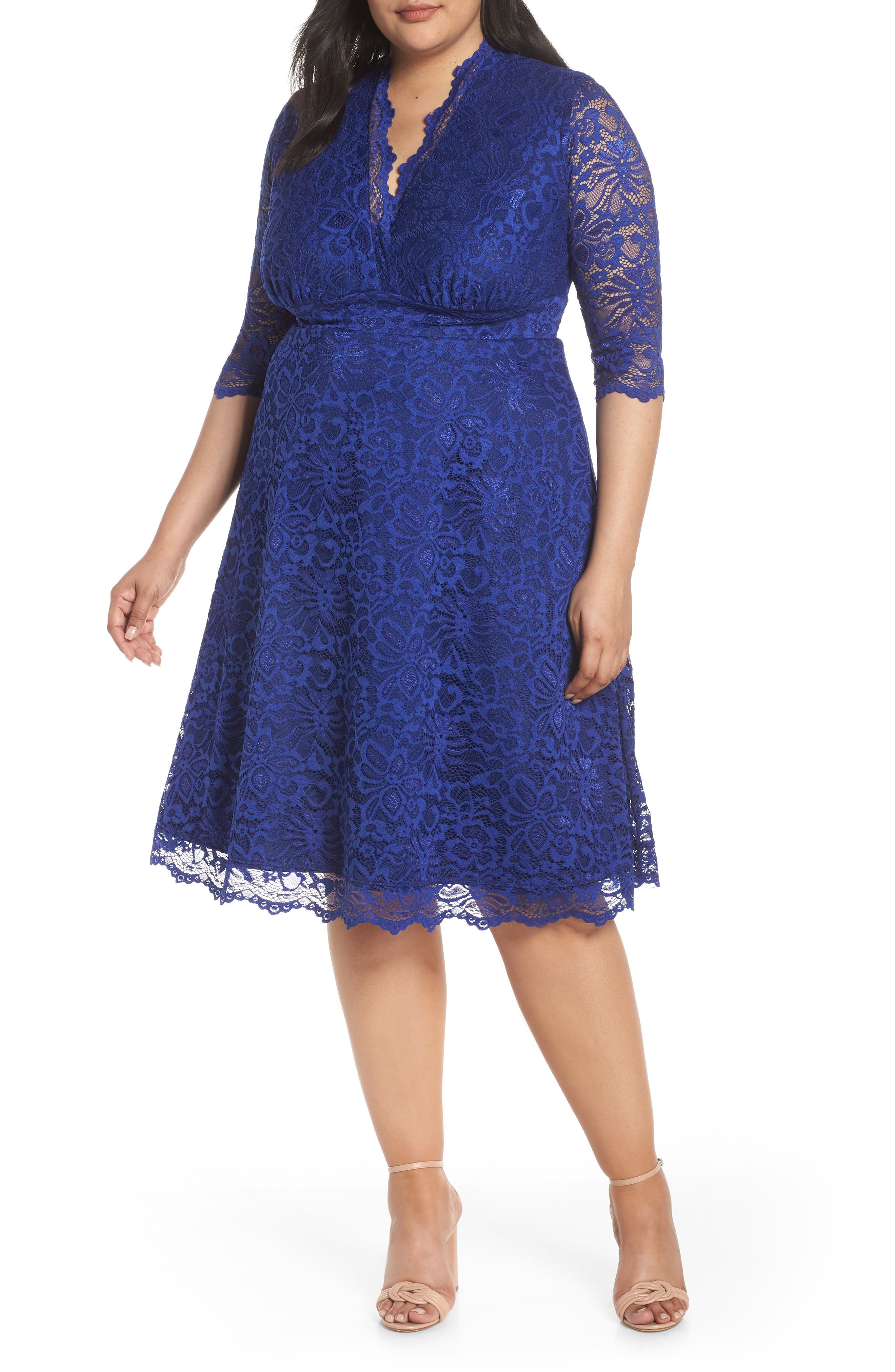 blue plus size dress